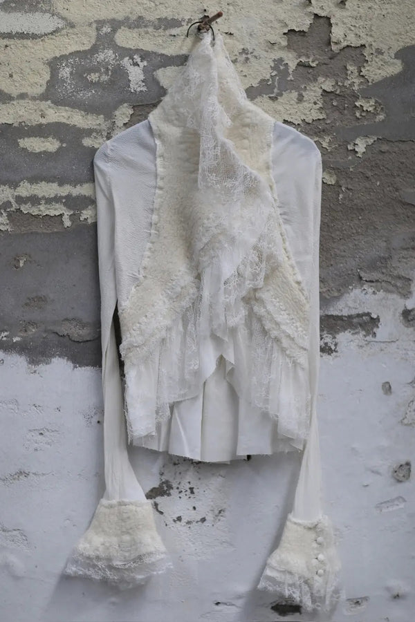 marc le bihan wool stretch patchwork jacket 22912 white (22909)
